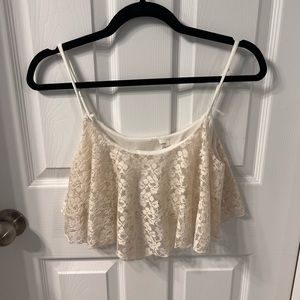 Beautiful flowy cream lace crop top size small
